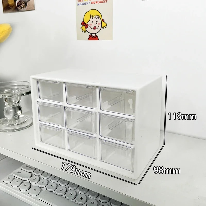 Cute Desktop Storage Boxes Organizer, Transparent Wall-mounted Student Desk Sundries Storage Box