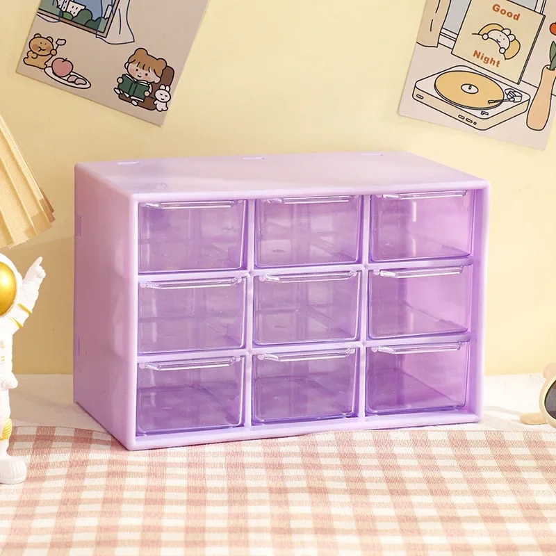 Cute Desktop Storage Boxes Organizer, Transparent Wall-mounted Student Desk Sundries Storage Box
