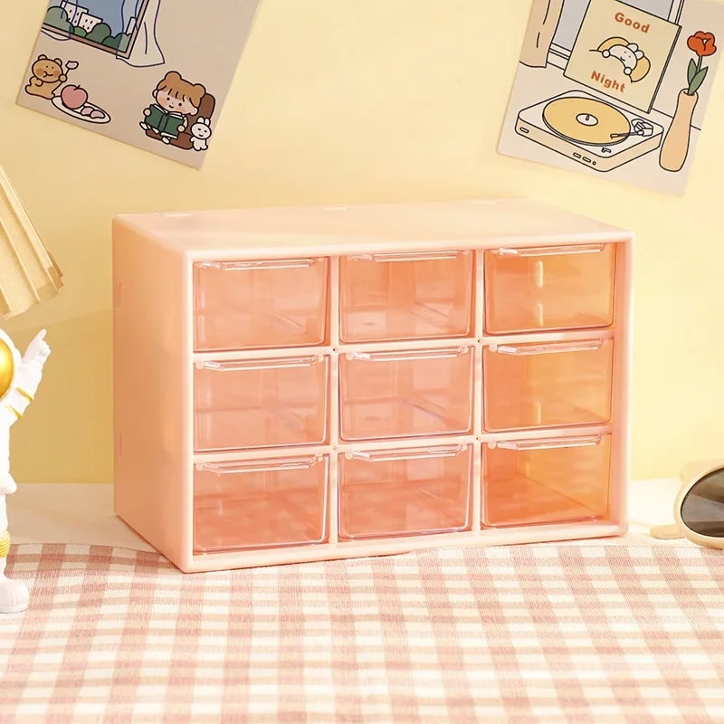 Cute Desktop Storage Boxes Organizer, Transparent Wall-mounted Student Desk Sundries Storage Box