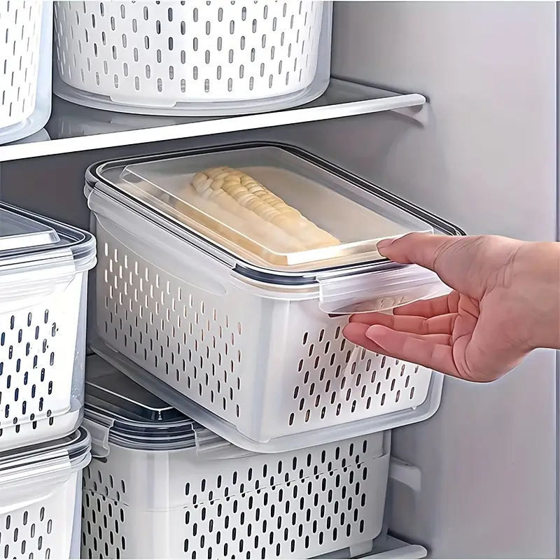 Reusable Plastic Food Storage Containers LeakProof Set With Drain Baskets Refrigerator Safe 1