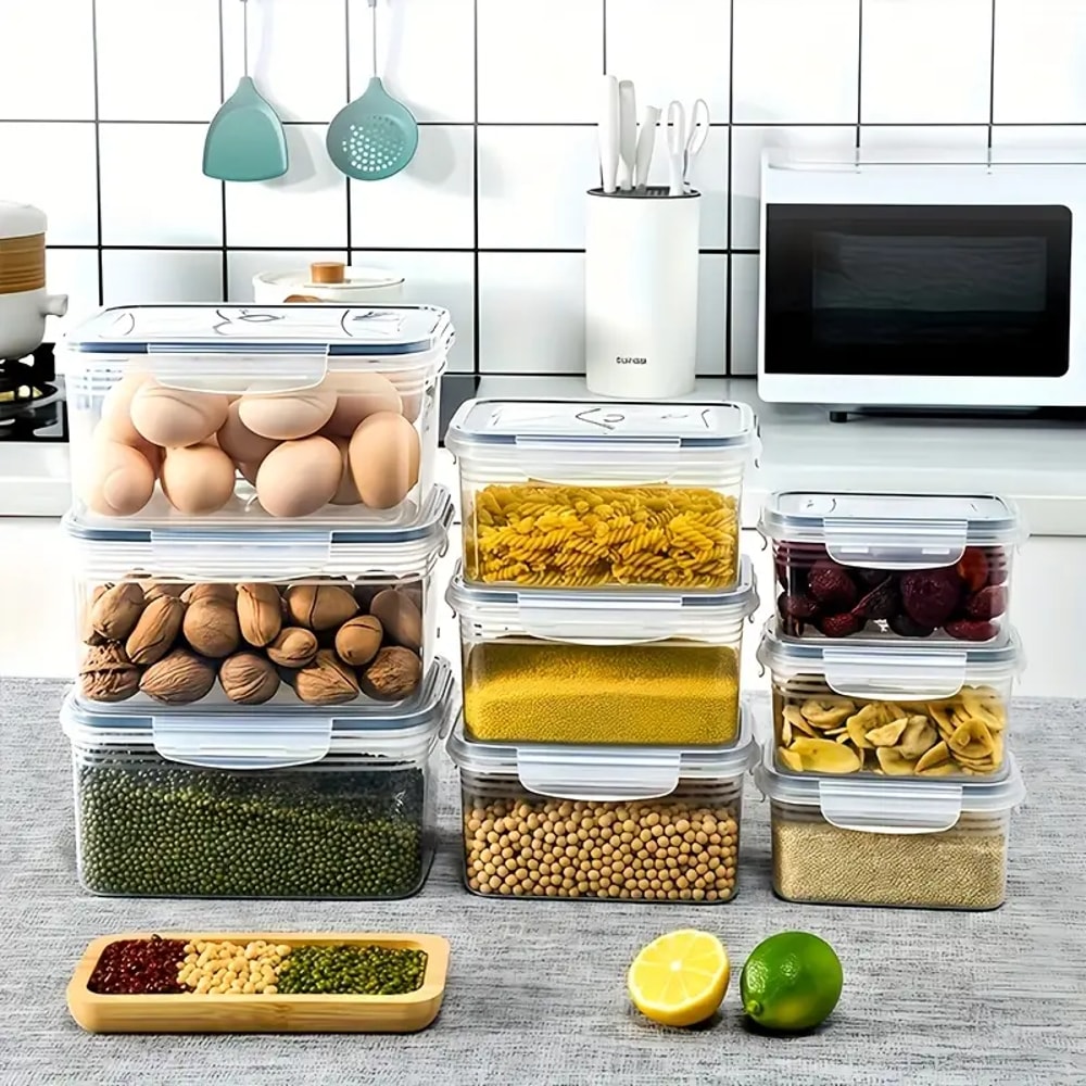 Reusable Plastic Food Storage Containers LeakProof Set With Drain Baskets Refrigerator Safe 2