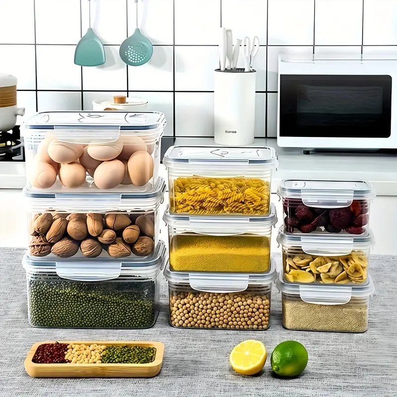 Reusable Plastic Food Storage Containers LeakProof Set With Drain Baskets Refrigerator Safe 2
