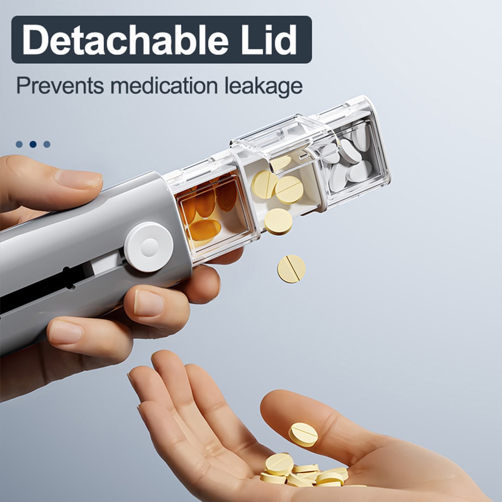 Compartments Anti-Spill Pill Organizer, Push Pop Slide Travel Case, BPA-Free and Food-Grade for Vitamins Supplements