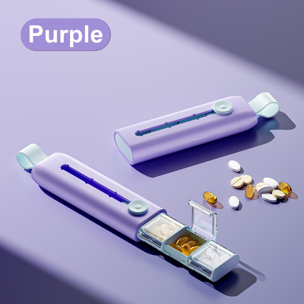 Compartments Anti-Spill Pill Organizer, Push Pop Slide Travel Case, BPA-Free and Food-Grade for Vitamins Supplements