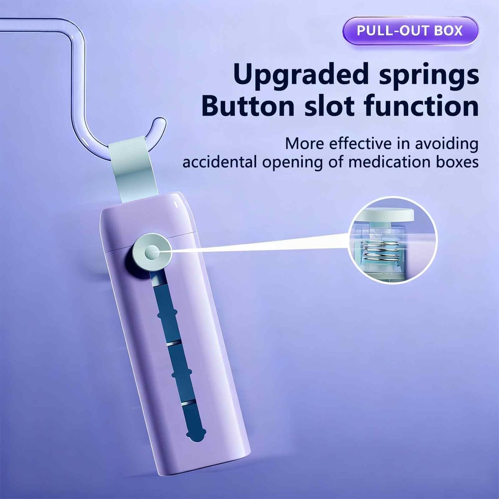 Compartments Anti-Spill Pill Organizer, Push Pop Slide Travel Case, BPA-Free and Food-Grade for Vitamins Supplements