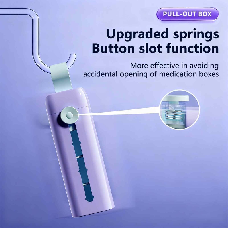 Compartments Anti-Spill Pill Organizer, Push Pop Slide Travel Case, BPA-Free and Food-Grade for Vitamins Supplements