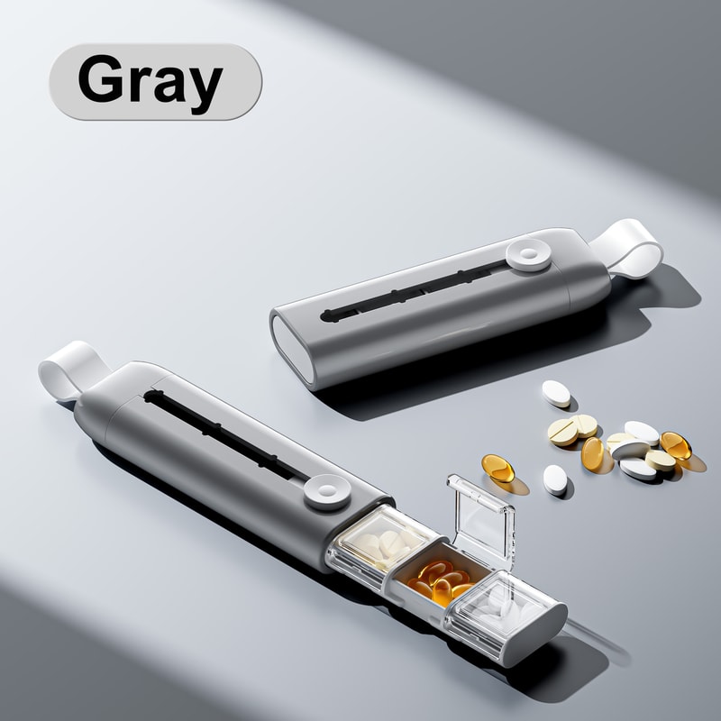 Compartments Anti-Spill Pill Organizer, Push Pop Slide Travel Case, BPA-Free and Food-Grade for Vitamins Supplements