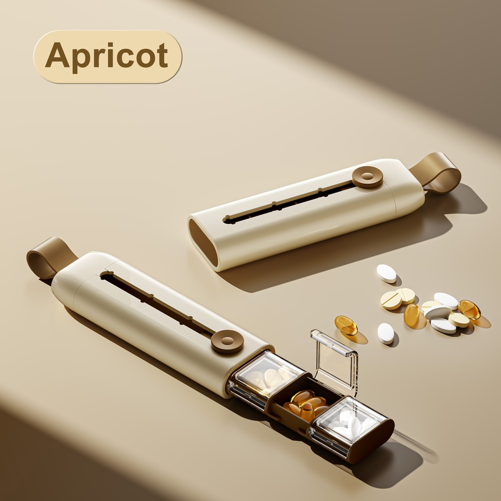 Compartments Anti-Spill Pill Organizer, Push Pop Slide Travel Case, BPA-Free and Food-Grade for Vitamins Supplements