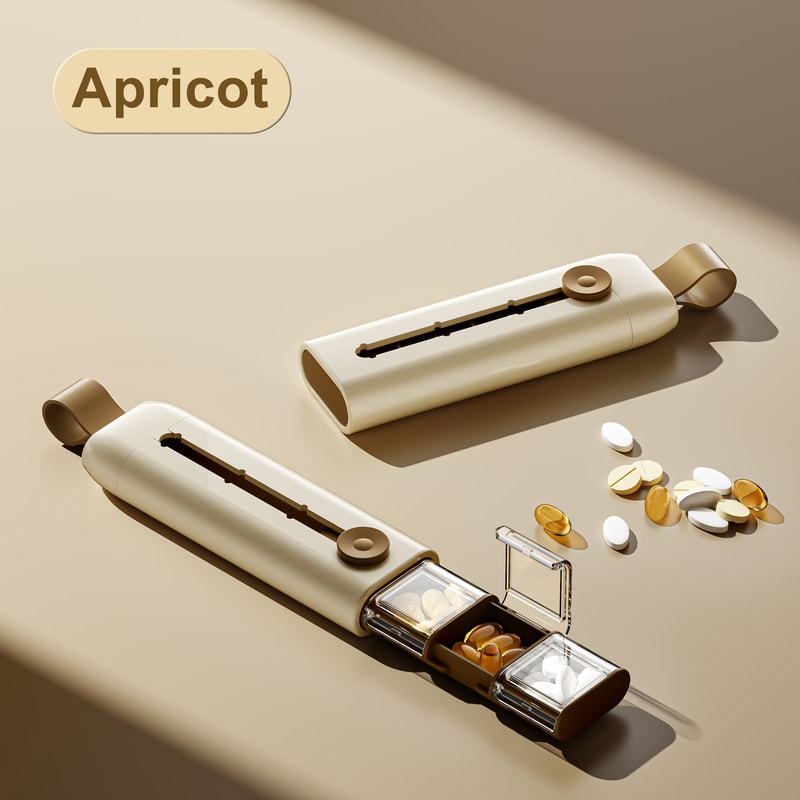 Compartments Anti-Spill Pill Organizer, Push Pop Slide Travel Case, BPA-Free and Food-Grade for Vitamins Supplements