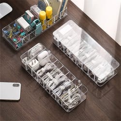 desk storage container, transparent plastic data line box, cable and makeup organizer