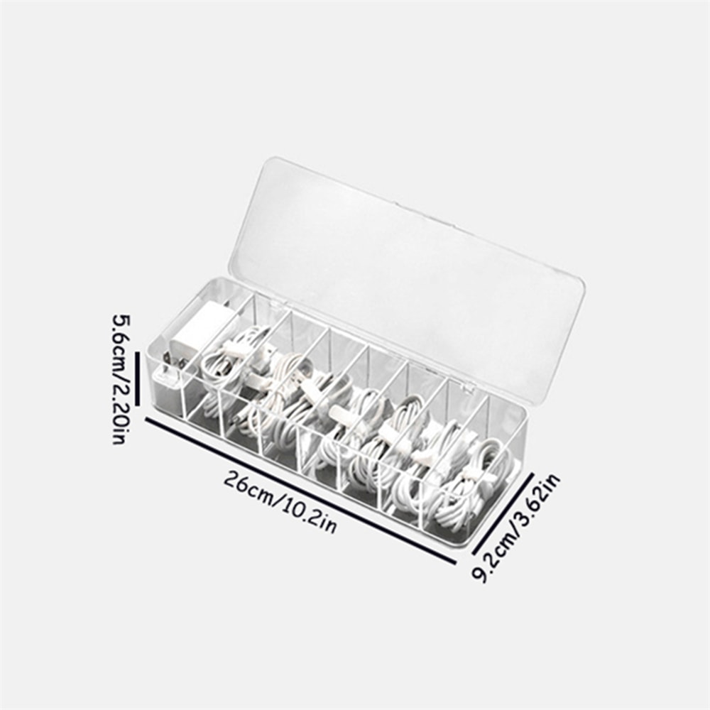 Desk Storage Container Transparent Plastic Data Line Box Cable And Makeup Organizer 1