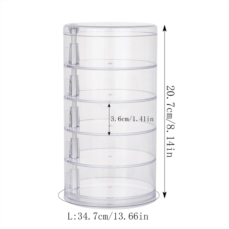 Round Plastic Organizer Box Jewelry Display Rack Rotating Makeup Storage Holder For Bracelets And E 6