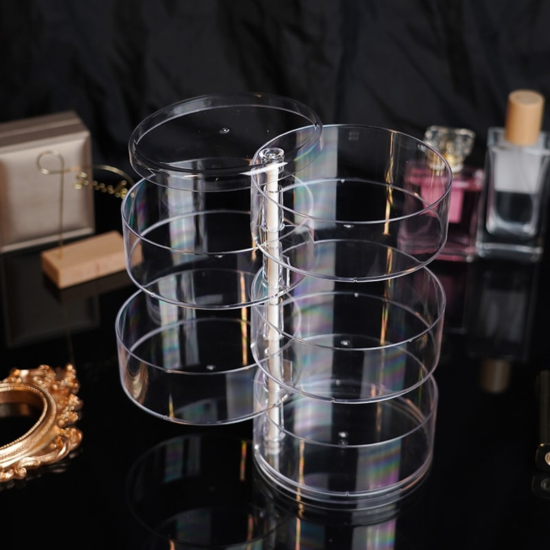 Round Plastic Organizer Box Jewelry Display Rack Rotating Makeup Storage Holder For Bracelets And E 4