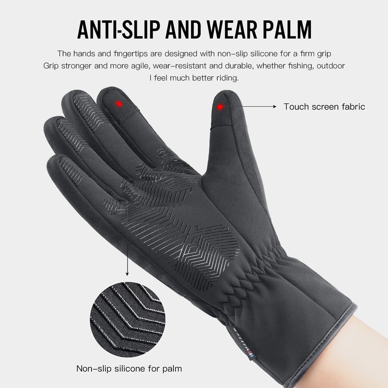 Warm Waterproof Winter Gloves For Men Windproof Touchscreen NonSlip Cycling Gloves 1