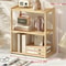 Stationery Organizer, Multifunctional Wooden 3-layer Desktop Storage Rack, Office Desk Accessories