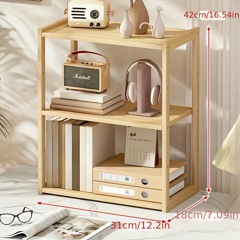 Stationery Organizer, Multifunctional Wooden 3-layer Desktop Storage Rack, Office Desk Accessories