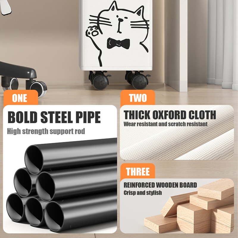 Foldable Office Organizer For Under Desk Rolling Storage Cart With Wheels Oxford Cloth Utility Shel 3