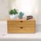 Natural Wood Desk Storage Tray Bamboo Desktop Organizer With 2 Drawers For Office Home Minimalist S 1