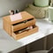 Natural Wood Desk Storage Tray Bamboo Desktop Organizer With 2 Drawers For Office Home Minimalist S 2