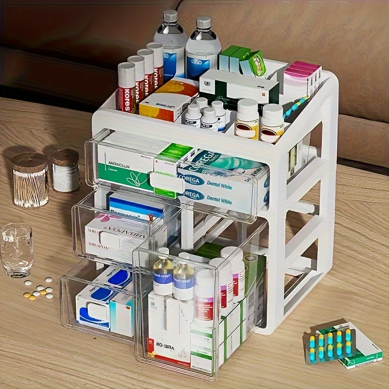 Large Capacity Multi Layer Medicine Box Drawer Type Medicine Cabinet For Home Care Ideal For Profes 2