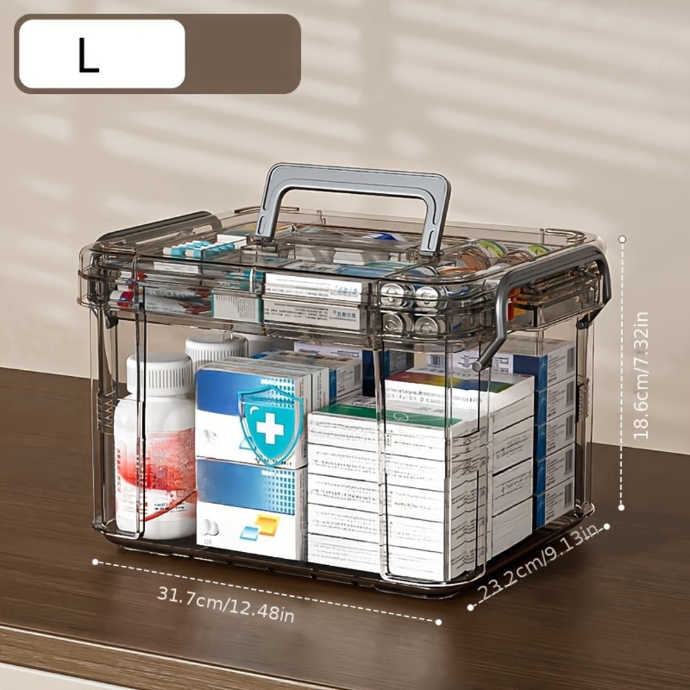Plastic First Aid Box Empty Clear Medicine Organizer With Tray Thickened Medicine Container Chest F 5