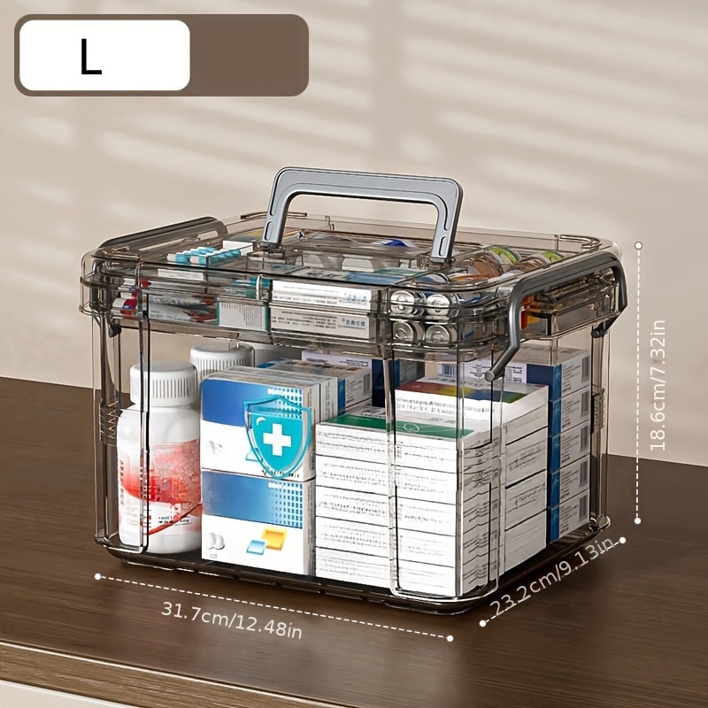 Plastic First Aid Box Empty Clear Medicine Organizer With Tray Thickened Medicine Container Chest F 5