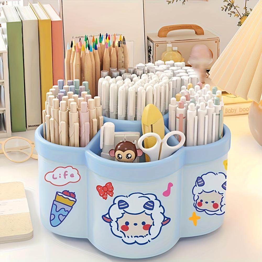 Durable PP Rotating Desk Organizer MultiCompartment Storage Caddy For Makeup Office Stationery Ide 6