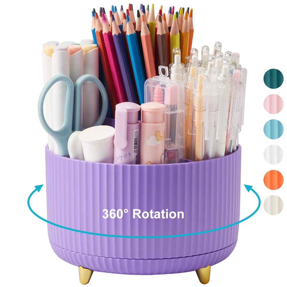 Cute Pen Holder Rotating Pencil Storage Box Stationery Storage Bag For Desktop 0