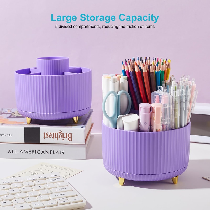 Cute Pen Holder Rotating Pencil Storage Box Stationery Storage Bag For Desktop 2
