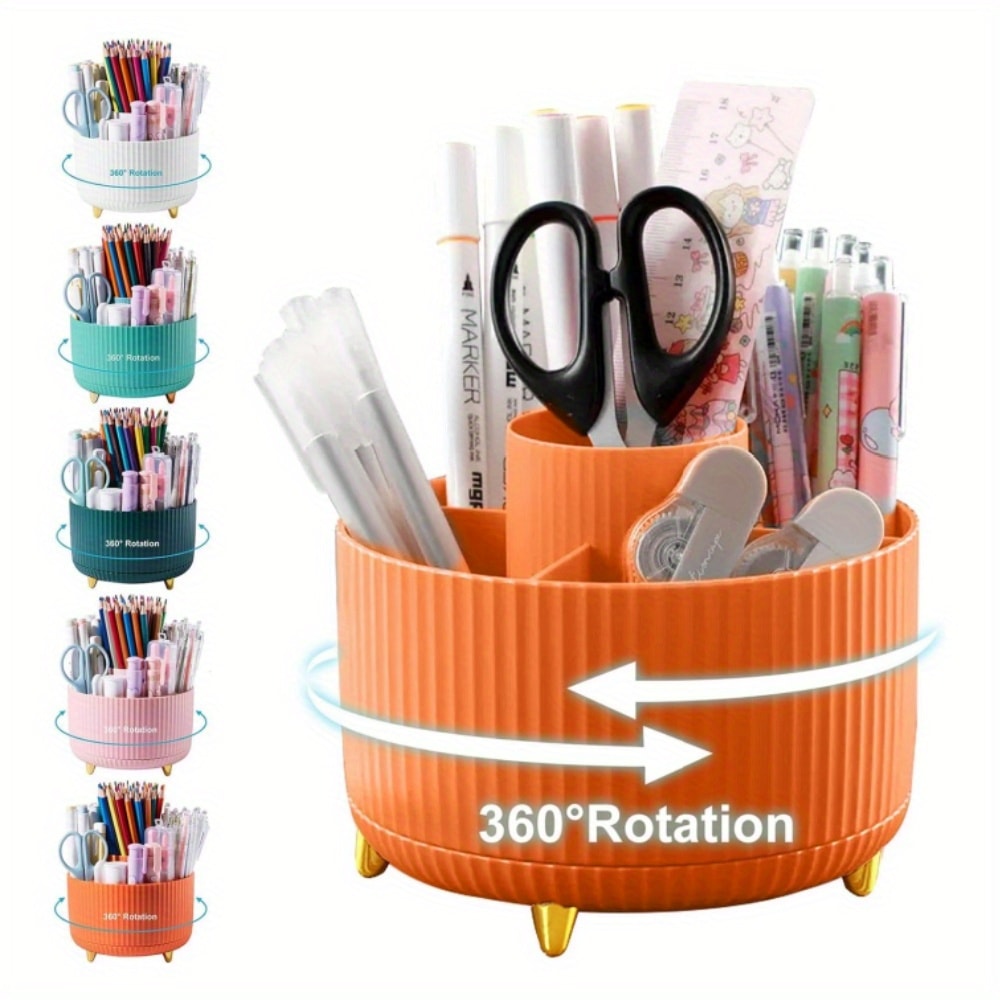 Cute Pen Holder Rotating Pencil Storage Box Stationery Storage Bag For Desktop 6