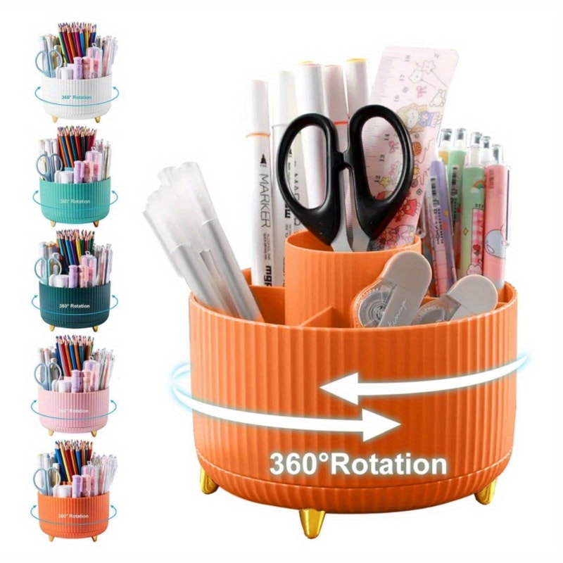 Cute Pen Holder Rotating Pencil Storage Box Stationery Storage Bag For Desktop 6