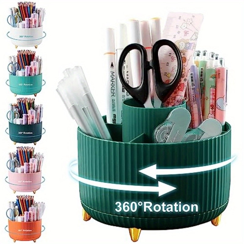 Cute Pen Holder Rotating Pencil Storage Box Stationery Storage Bag For Desktop 7