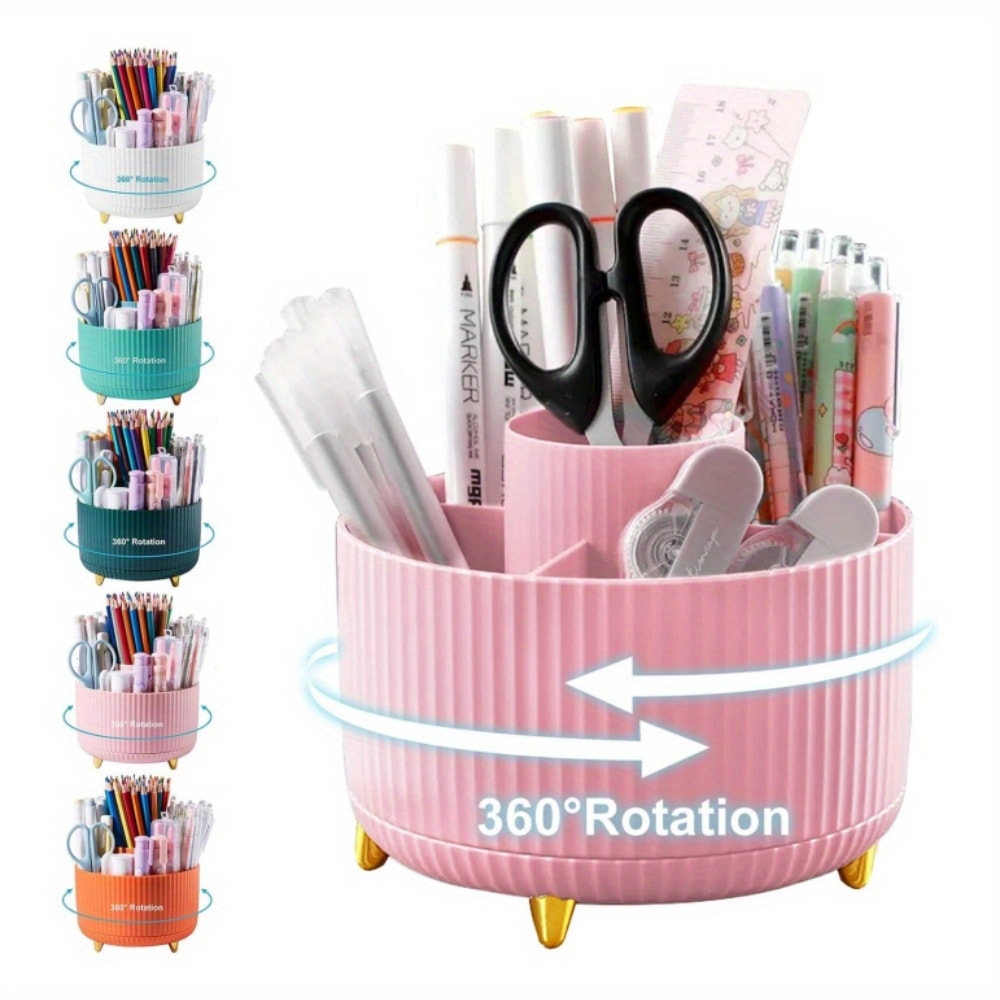 Cute Pen Holder Rotating Pencil Storage Box Stationery Storage Bag For Desktop 8