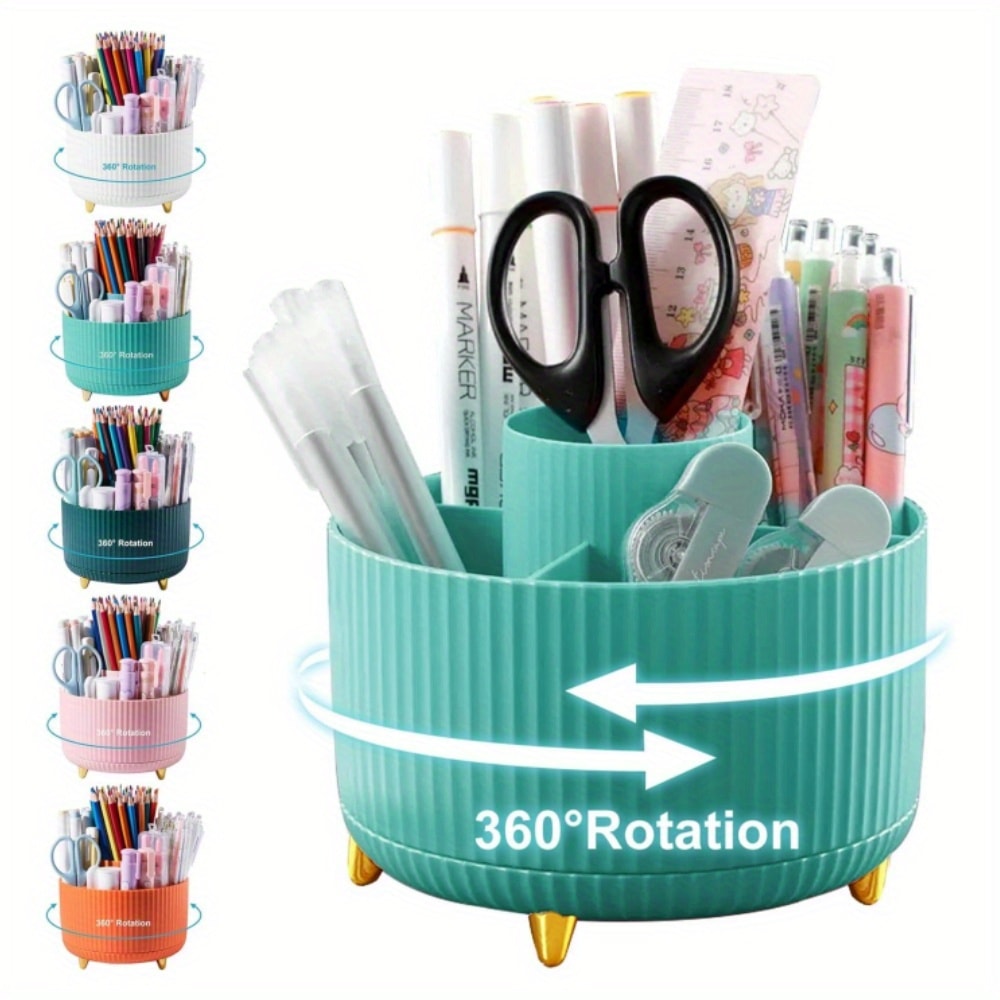 Cute Pen Holder Rotating Pencil Storage Box Stationery Storage Bag For Desktop 9