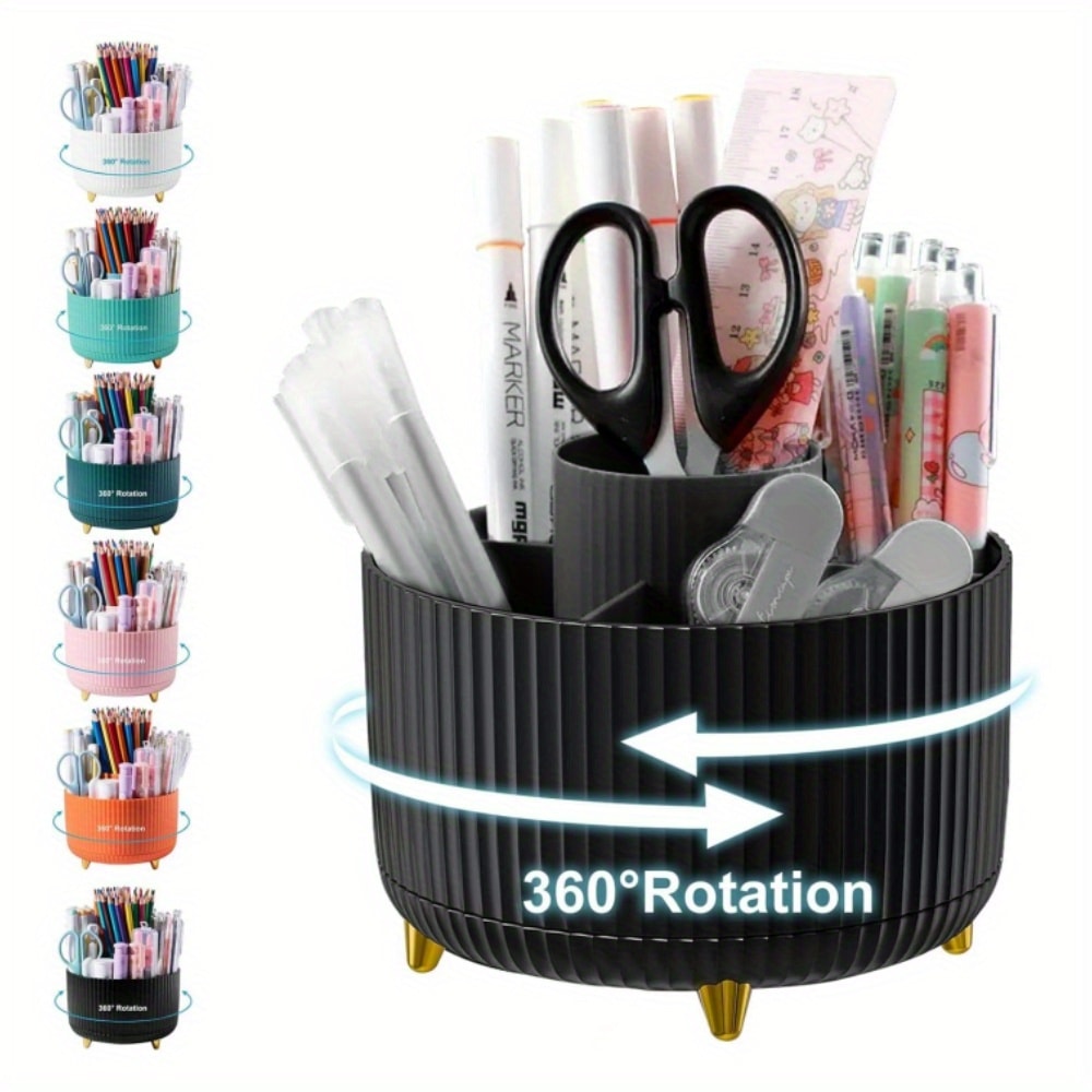 Cute Pen Holder Rotating Pencil Storage Box Stationery Storage Bag For Desktop 10