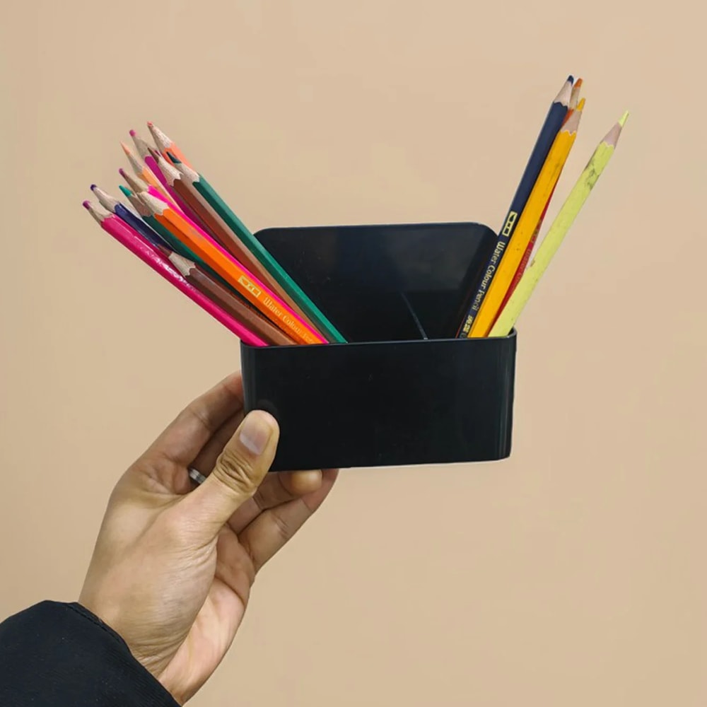 Multifunctional Black Plastic Mini Magnetic Whiteboard Pen Holder Chalk Crayon Storage Box For Desk 2