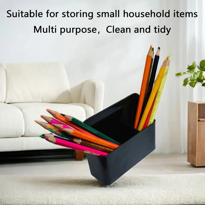 Multifunctional Black Plastic Mini Magnetic Whiteboard Pen Holder Chalk Crayon Storage Box For Desk 3