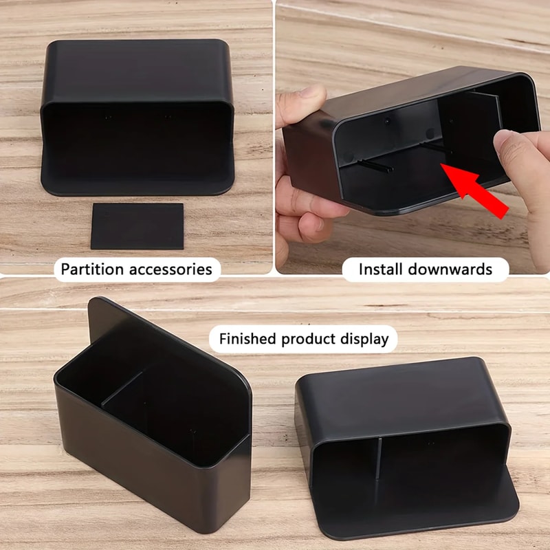 Multifunctional Black Plastic Mini Magnetic Whiteboard Pen Holder Chalk Crayon Storage Box For Desk 4