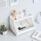 White Double Tier Desktop Storage Organiser with Cat's Paw Design, Perfect Display Shelf for Dorm Rooms and Home Offices