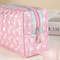 Portable Desk Stationery Organizer Bag for Study and Office, Exquisite Floral Pattern Storage Pouch with Glitter Fabric