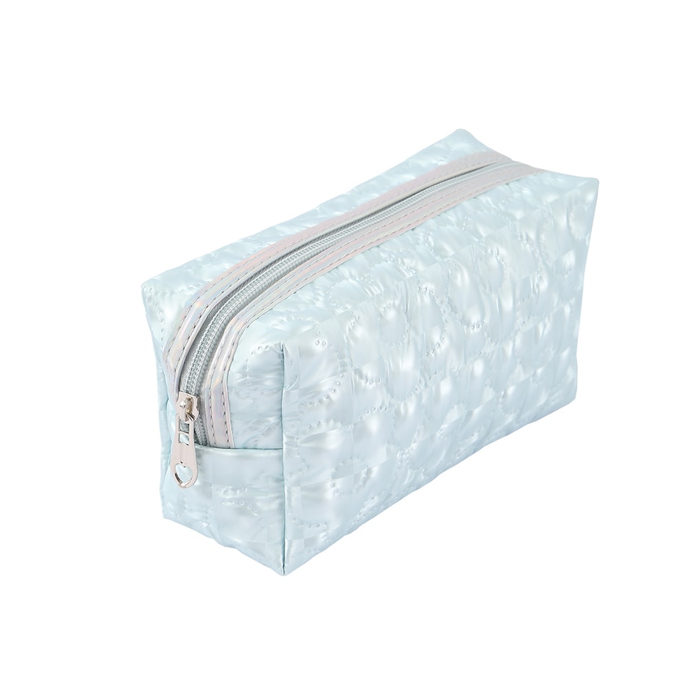 Portable Desk Stationery Organizer Bag for Study and Office, Exquisite Floral Pattern Storage Pouch with Glitter Fabric