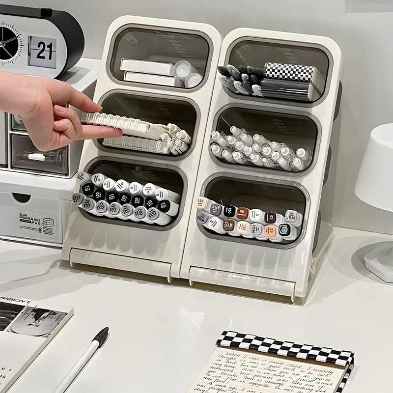 MultiFunctional Foldable Desk Pen Organizer With 3 Large Compartments For Tea Bags Coffee Pods And 0