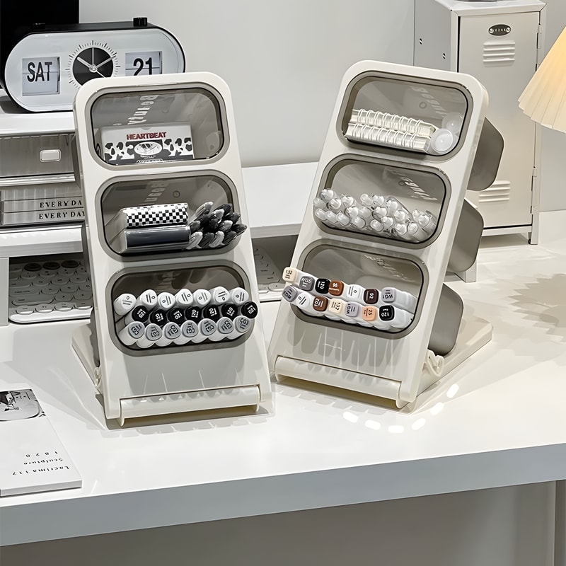 MultiFunctional Foldable Desk Pen Organizer With 3 Large Compartments For Tea Bags Coffee Pods And 1