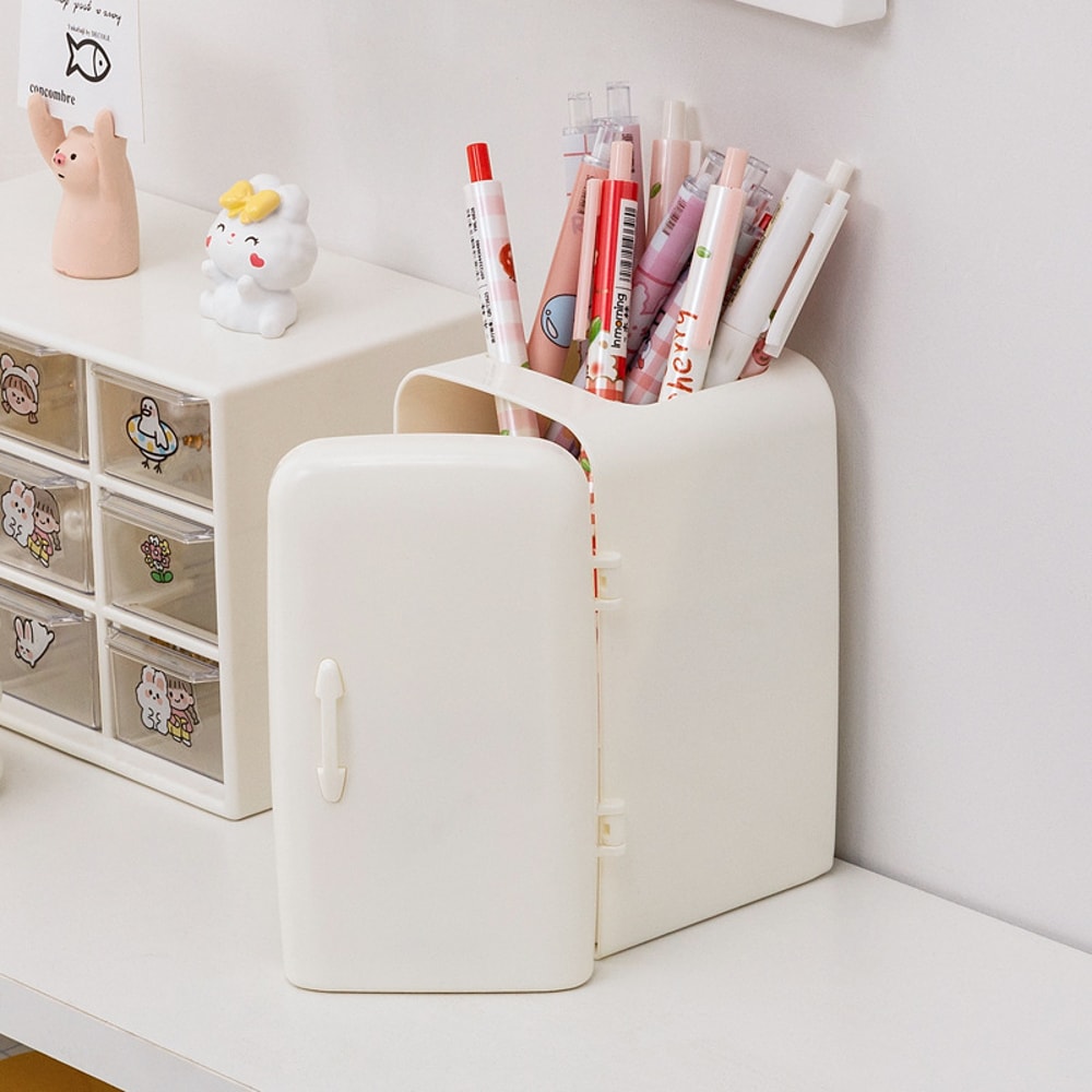 Fashionable Creative Pen Holder Refrigerator, Multi-Functional Desktop Storage Box for Office, Large Capacity Student