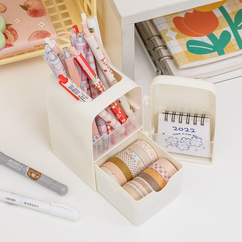 Fashionable Creative Pen Holder Refrigerator, Multi-Functional Desktop Storage Box for Office, Large Capacity Student