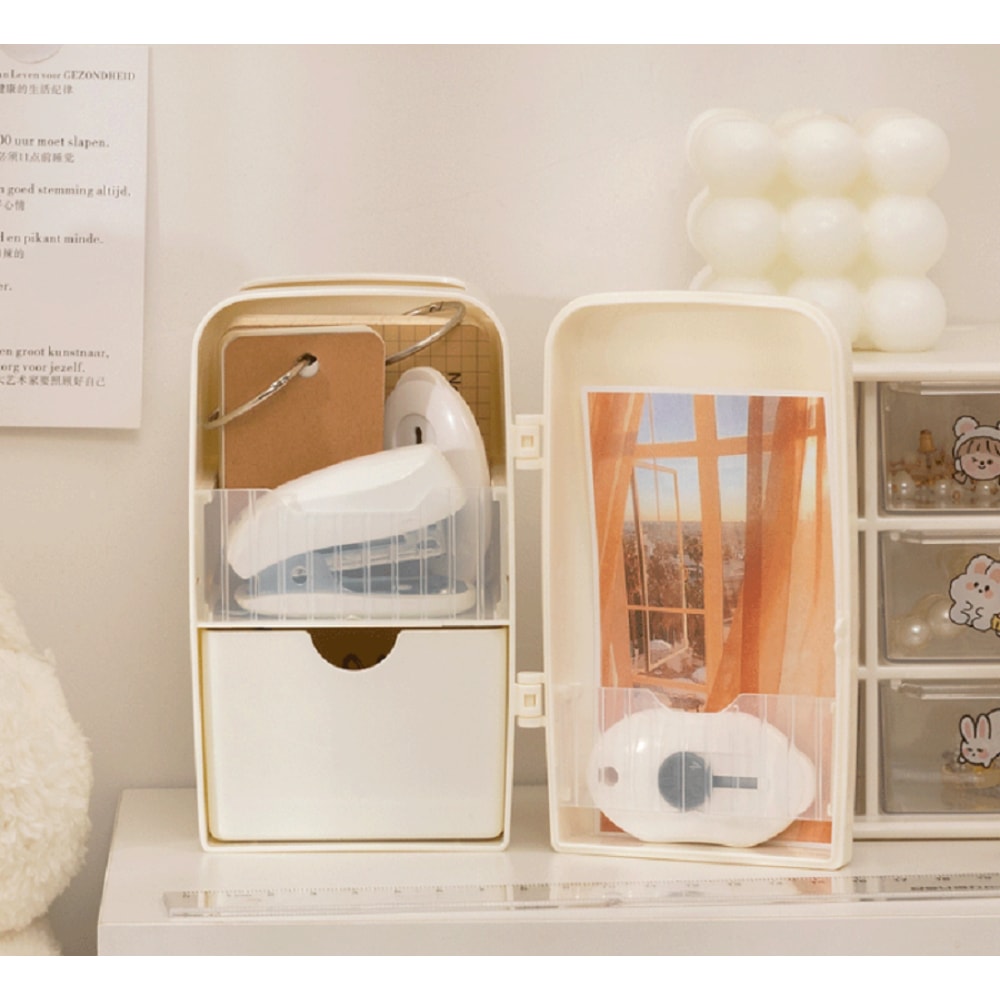 Fashionable Creative Pen Holder Refrigerator, Multi-Functional Desktop Storage Box for Office, Large Capacity Student