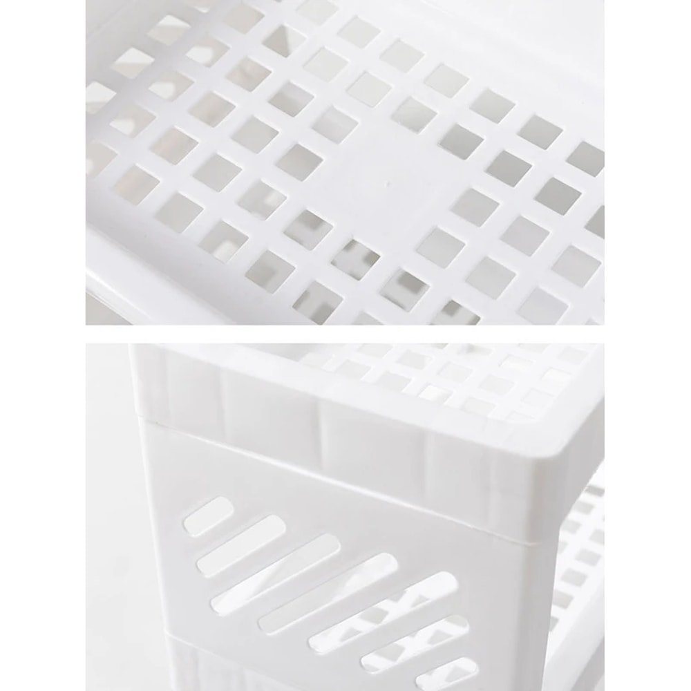 Rectangular White PP Desktop Storage Rack, Double Layer Organizer for Desk, Office, Student, Cosmetics Stationery