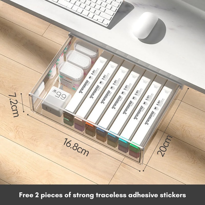 Large Capacity Desk Invisible Storage Box, Under-desk Drawer Storage Box, Easy Install Shelf Stationery Organizer