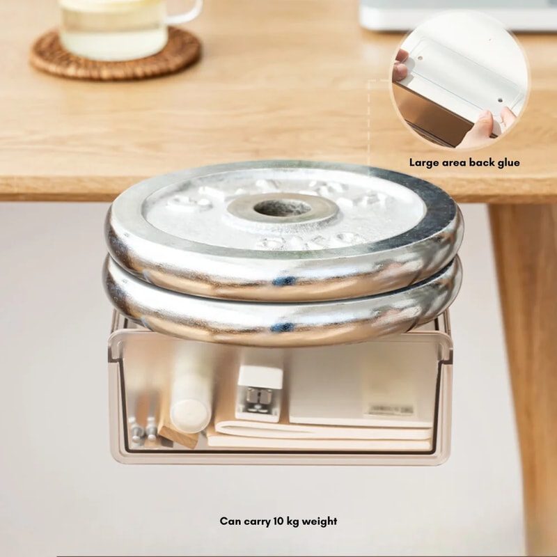 Large Capacity Desk Invisible Storage Box, Under-desk Drawer Storage Box, Easy Install Shelf Stationery Organizer