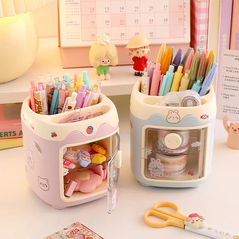 Kawaii Washi Tape Storage Large Pen Holder Makeup Brush Organizer Korean Stationery Organizer 0